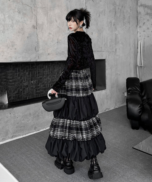 Black Mesh Layered Skirt